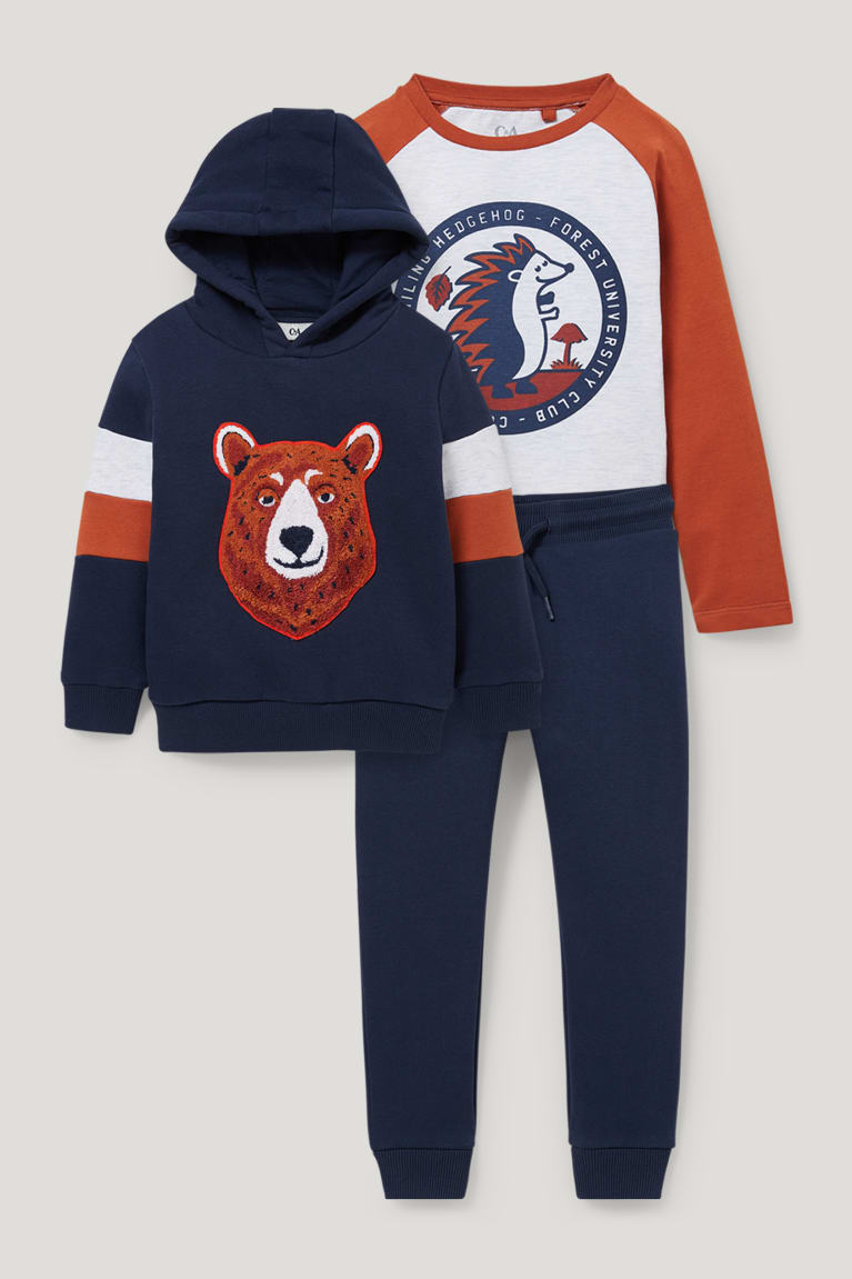 Moletom Com Capuz C&A Set, Long Sleeve And Joggers 3 Piece Menina Azuis Escuro | 28471HSOD