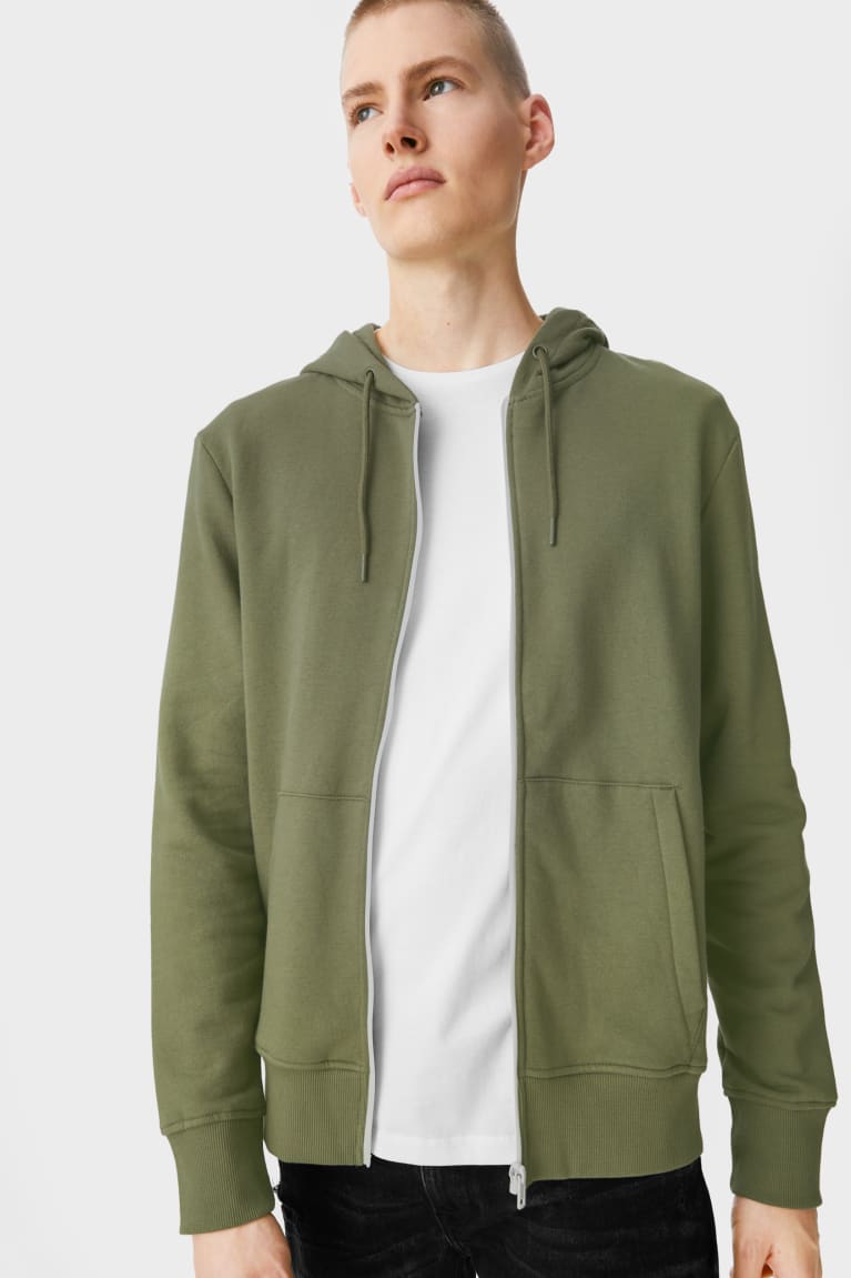 Moletons C&A Clockhouse Zip-through With Hood Masculino Verdes | 84930DTKR