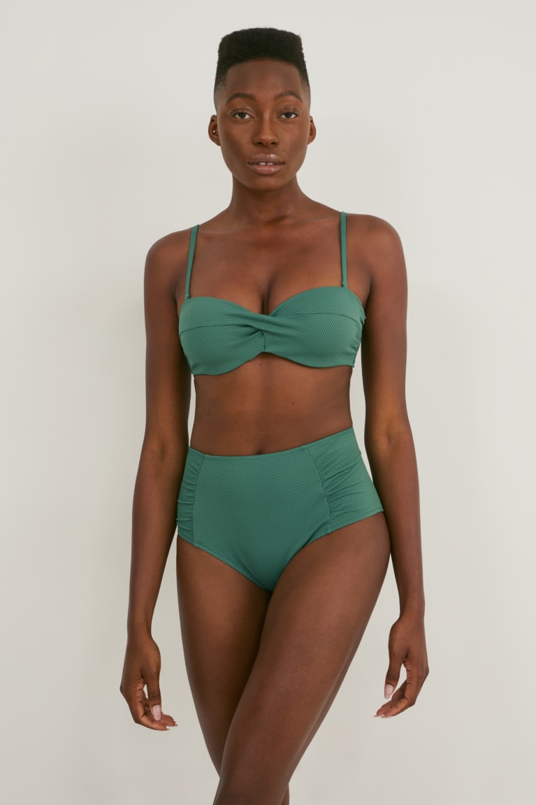 Roupa De Banho C&A Bikini Bottoms High Rise Feminino Verdes Escuro | 04831YTLF