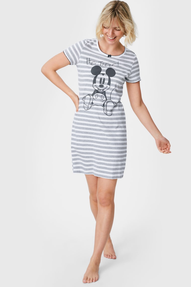 Roupa De Dormir C&A NightStriped Mickey Mouse Feminino Cinzentas | 35298WLNH