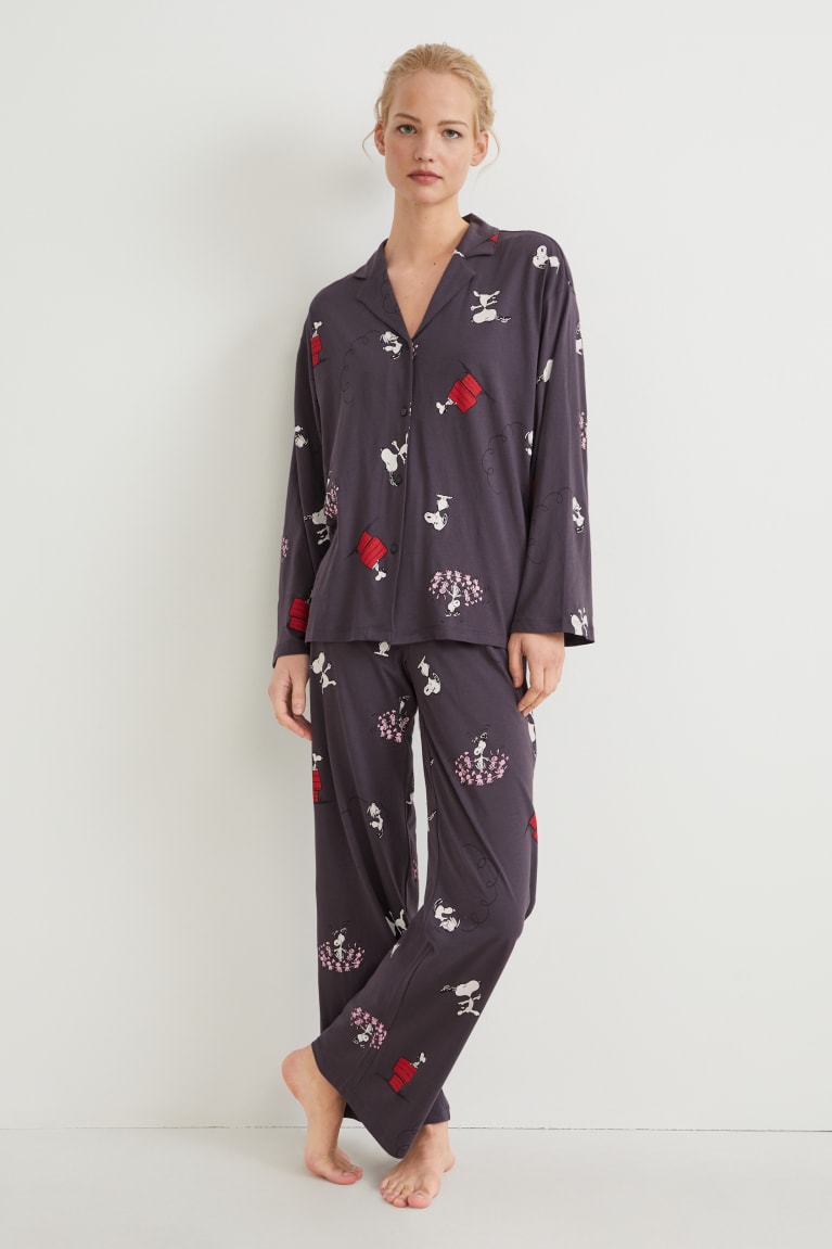 Roupa De Dormir C&A Pyjamas Peanuts Feminino Cinzentas Escuro | 42839ZQDG