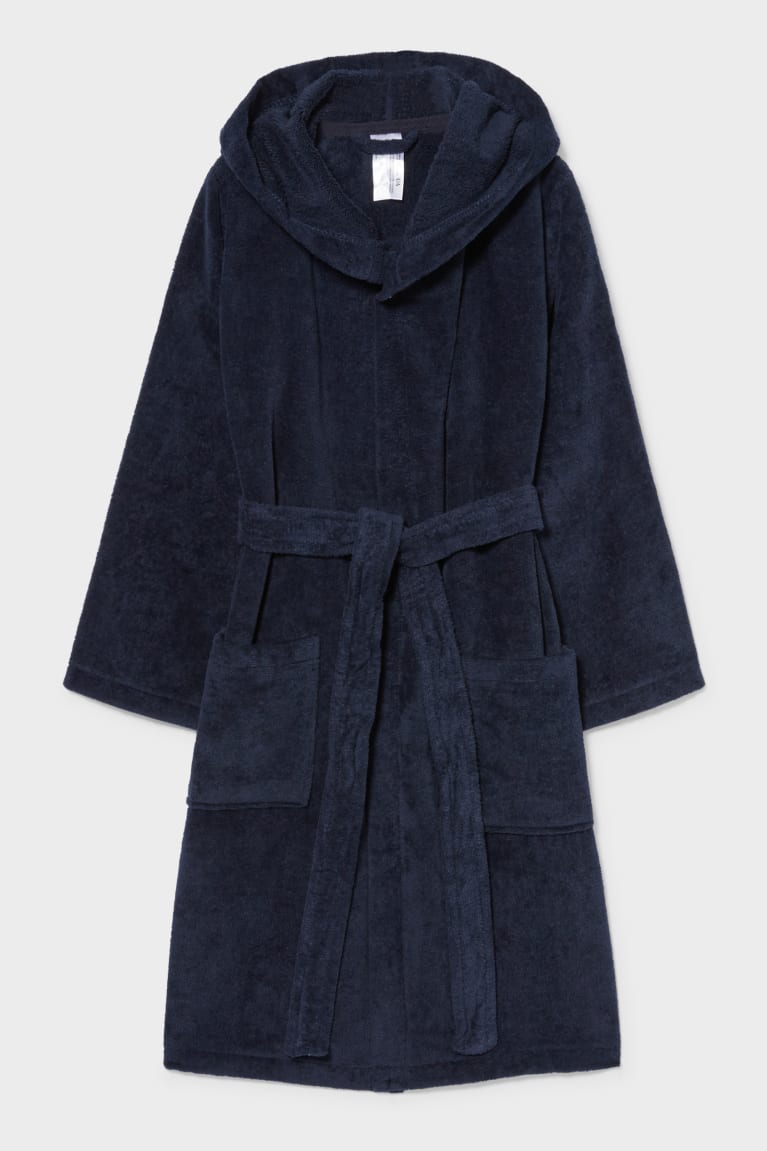 Roupa Interior C&A Bathrobe With Hood Organic Algodão Menino Azuis Escuro | 17642FLUS