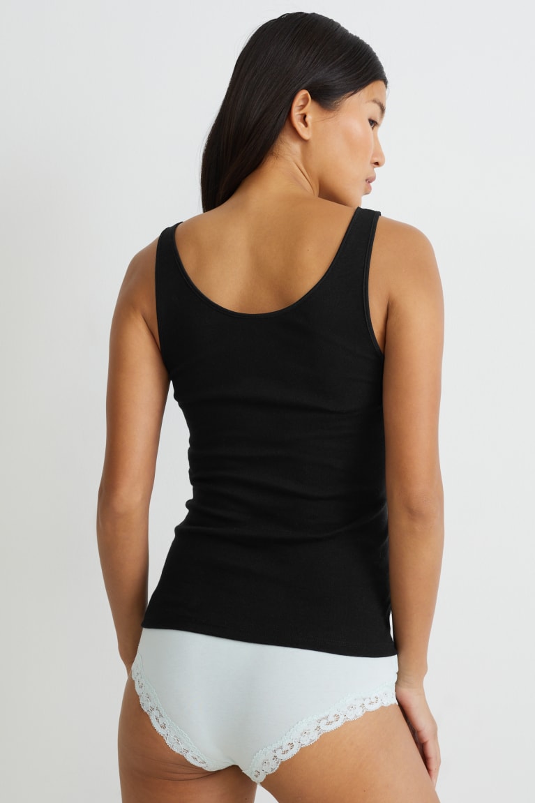 Roupa Interior C&A Camisole Organic Algodão Feminino Pretas | 71398SFHG