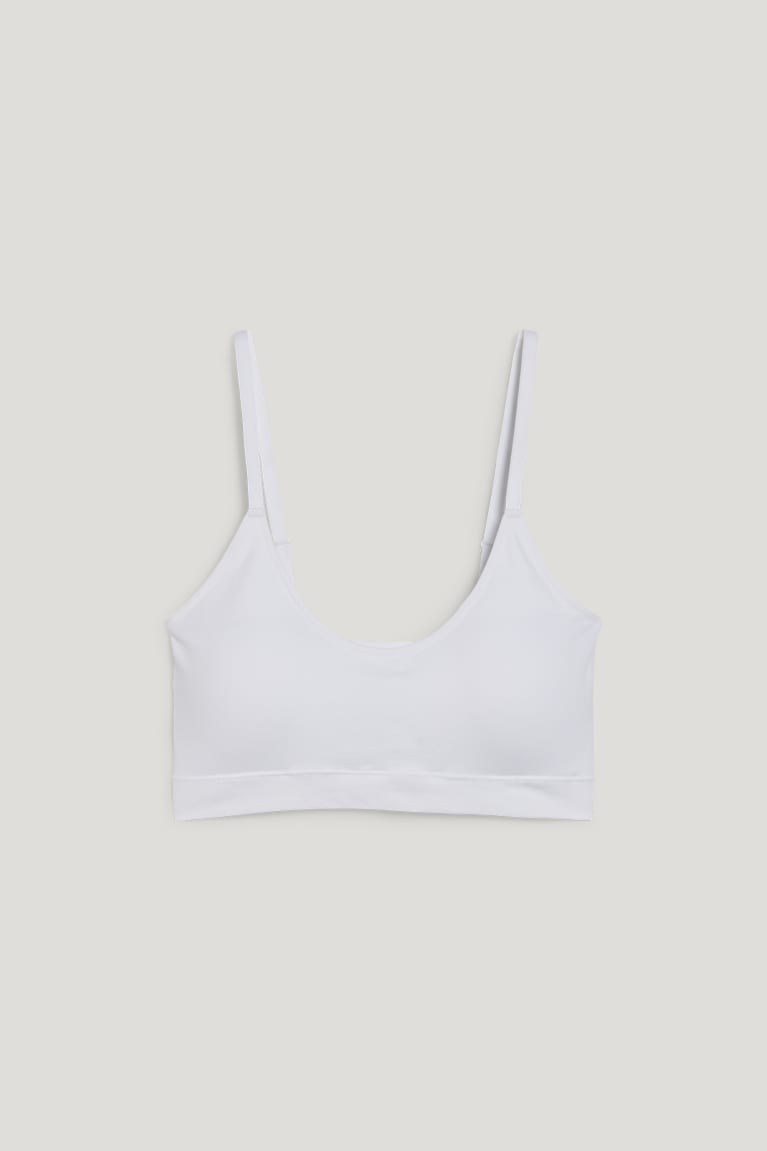 Roupa Interior C&A Crop Acolchoado Seamless- Lycra® Feminino Branco | 51347ZIMC