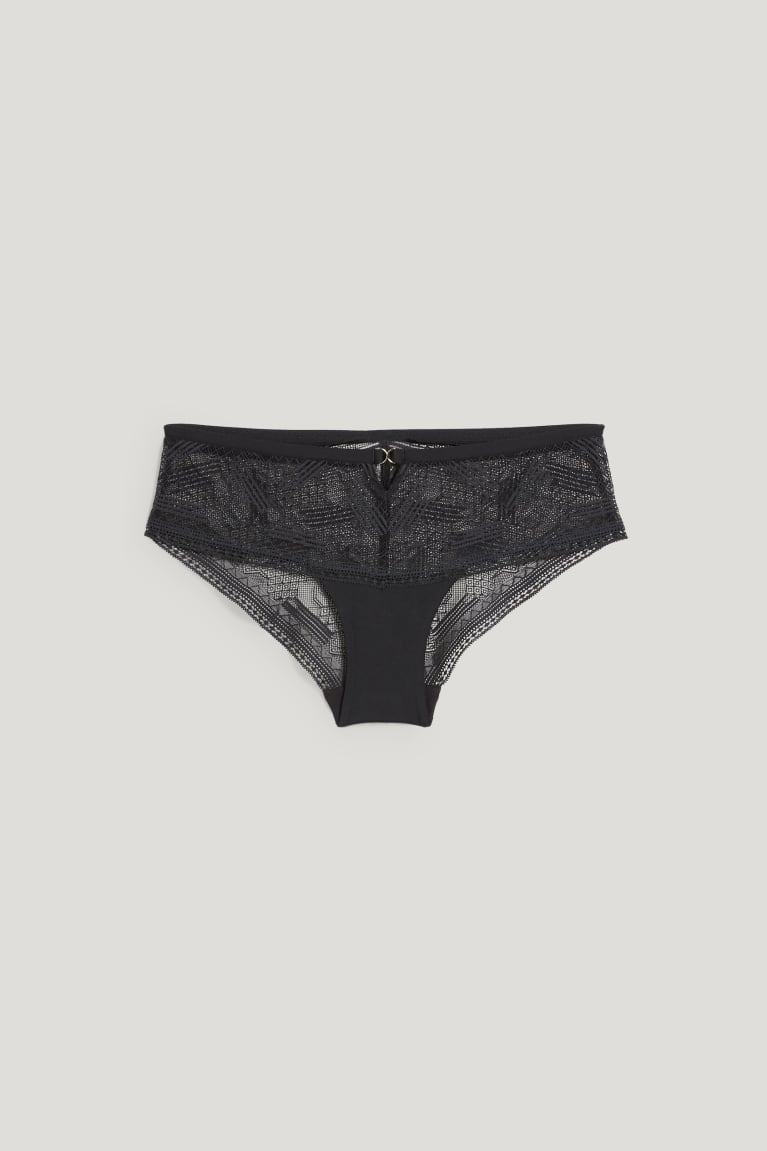 Roupa Interior C&A Hipster Briefs Feminino Pretas | 58217FPQE