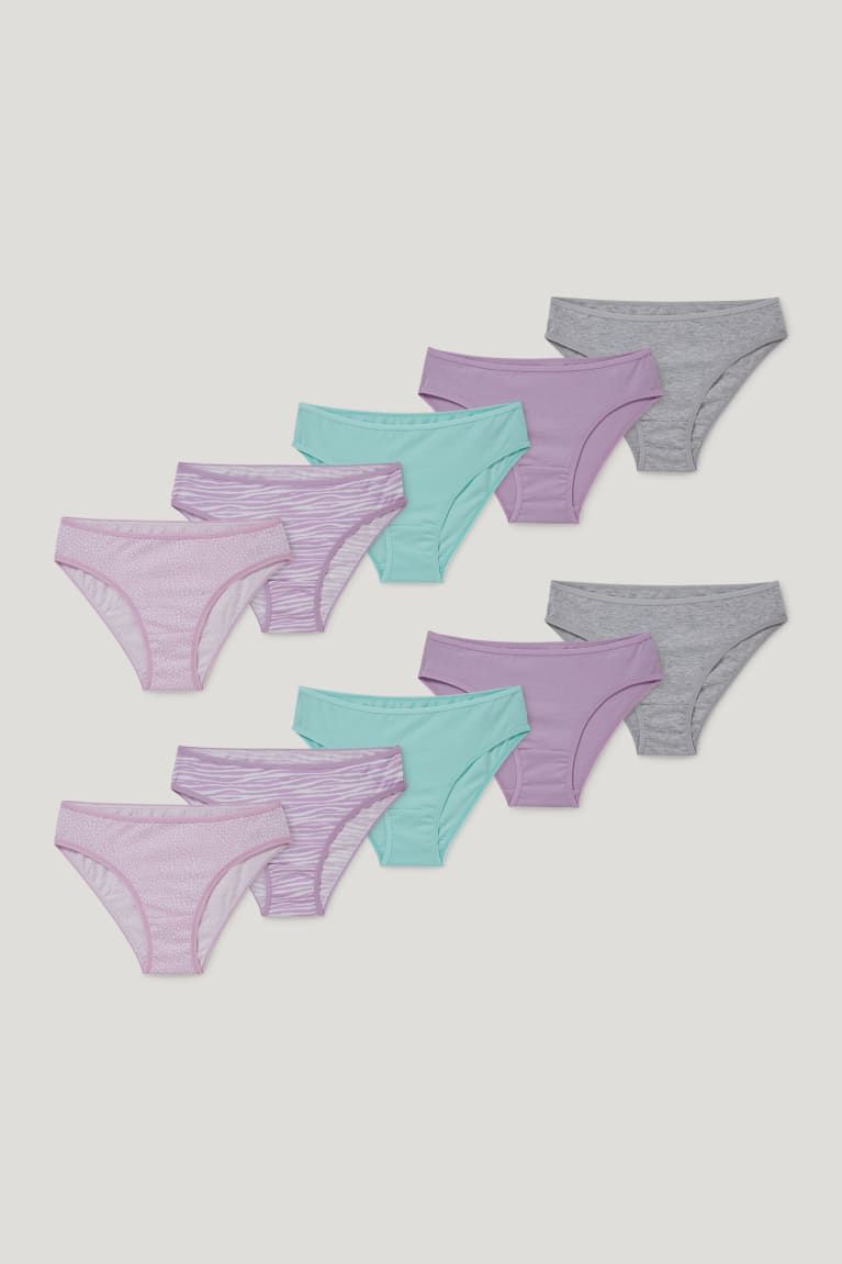 Roupa Interior C&A Multipack Of 10 Briefs Organic Algodão Menina Luz Roxo | 85617BULM