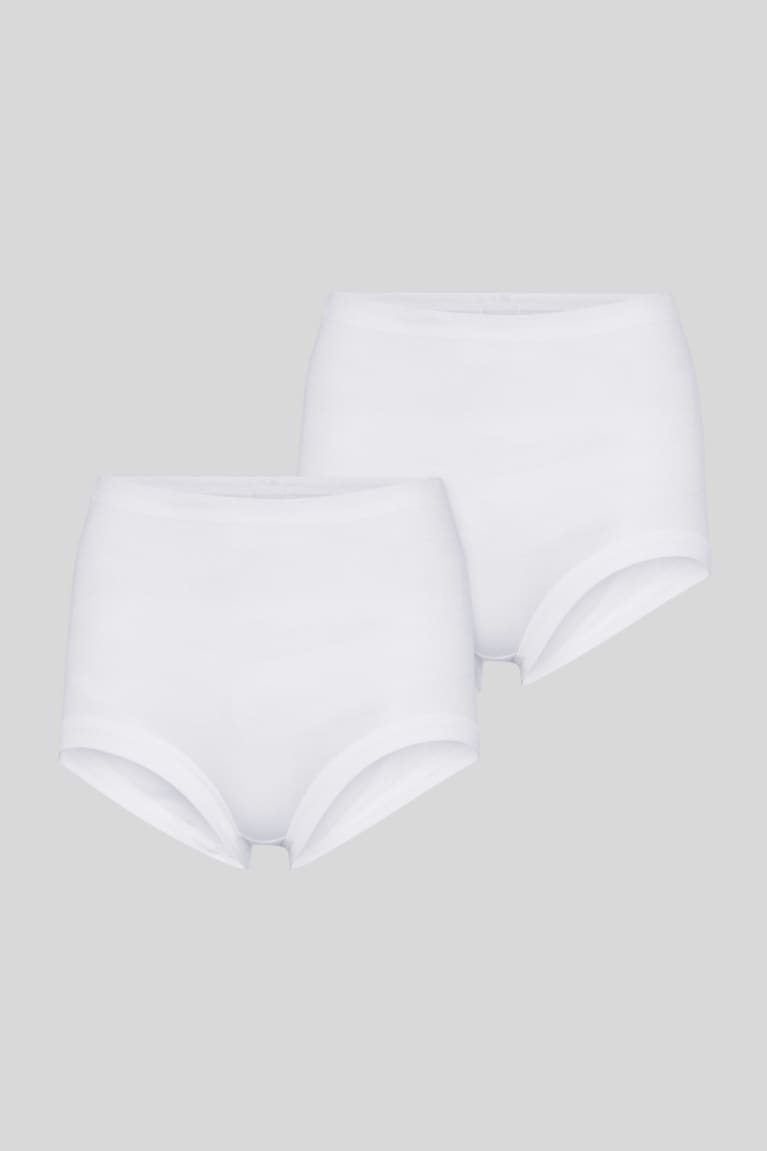 Roupa Interior C&A Multipack Of 2 Briefs Organic Algodão Feminino Branco | 72401RBOC