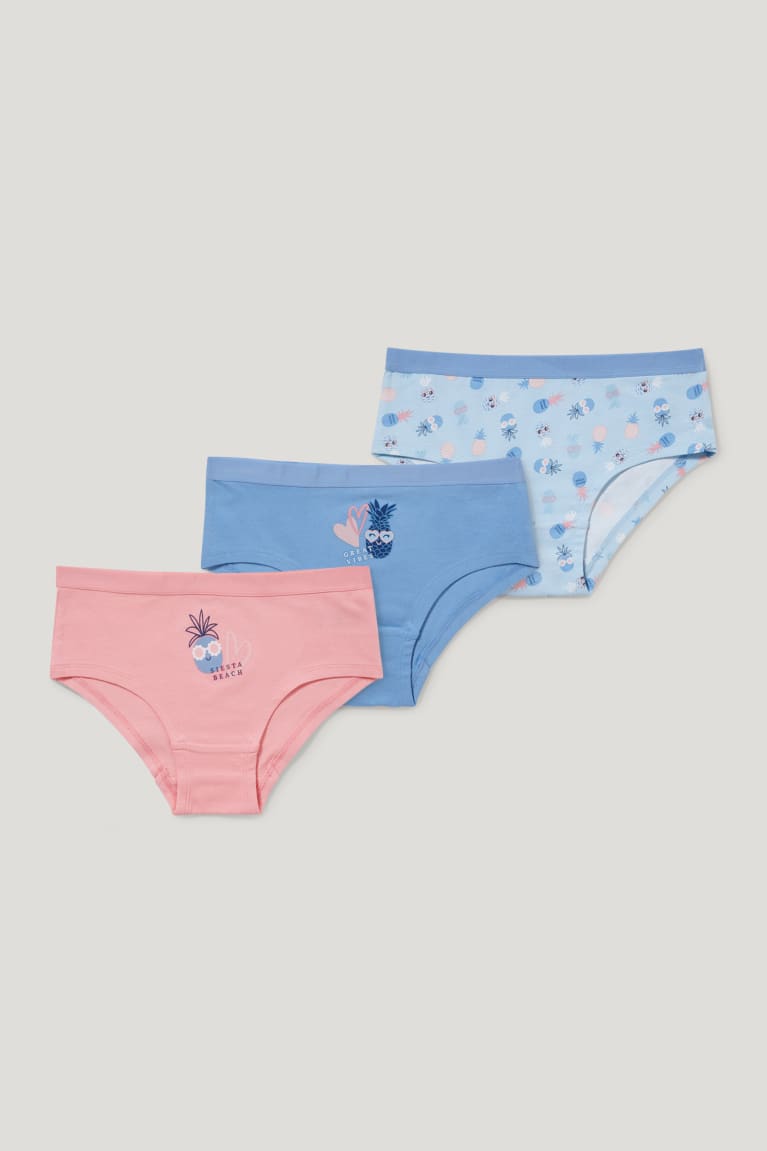 Roupa Interior C&A Multipack Of 3 Briefs Organic Algodão Menina Luz Azuis | 05937ZSGM