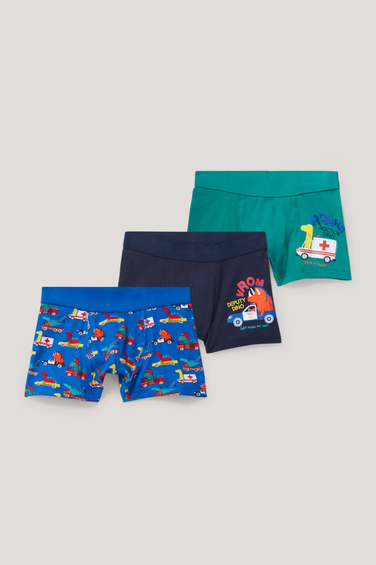 Roupa Interior C&A Multipack Of 3 Dinosaur Boxer Organic Algodão Menino Verdes | 01876SWAT