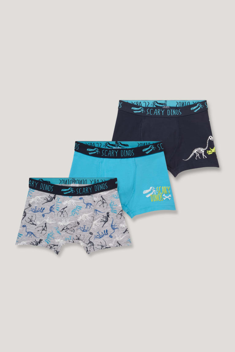 Roupa Interior C&A Multipack Of 3 Dinosaur Boxer Organic Algodão Menino Azuis Escuro Cinzentas | 79240ZNYS