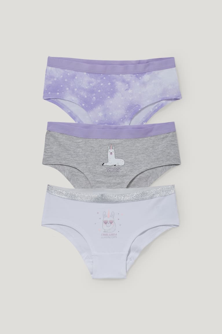 Roupa Interior C&A Multipack Of 3 Hipster Briefs Organic Algodão Menina Luz Roxo | 36487OAGN