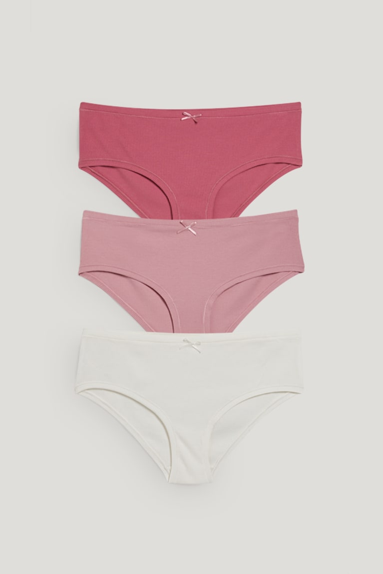 Roupa Interior C&A Multipack Of 3 Hipster Briefs With Organic Algodão Feminino Branco Rosa | 49250WQAL