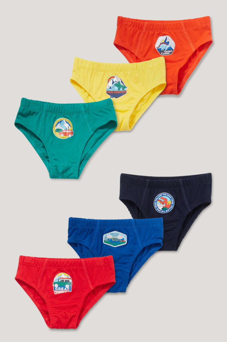 Roupa Interior C&A Multipack Of 6 Briefs Organic Algodão Menino Vermelhas Azuis | 43605LSZG