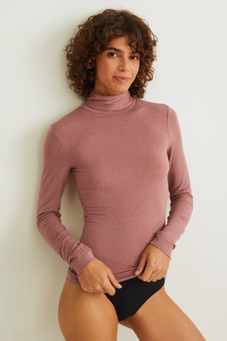 Roupa Interior C&A Polo Neck Containing Cashmere Feminino Rosa Escuro | 14906FKTJ