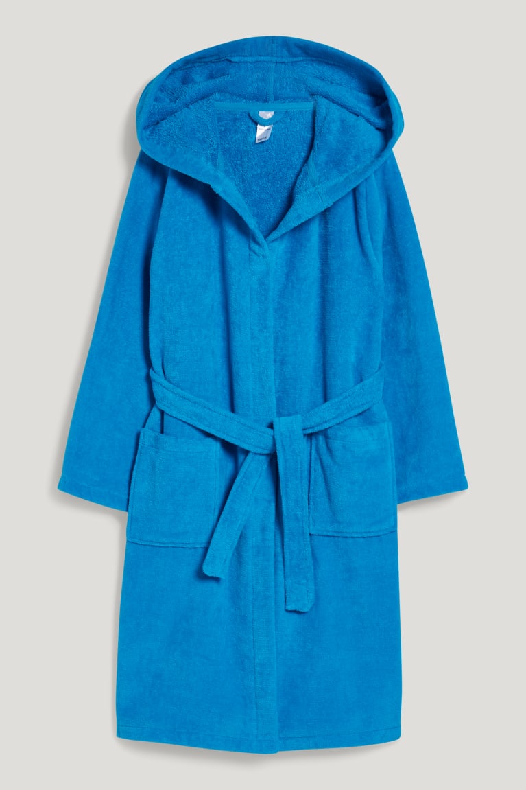 Roupa Interior C&A Terry Cloth Bathrobe With Hood Organic Algodão Menino Petrol | 79835AMSE