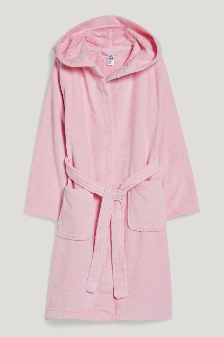 Roupa Interior C&A Terry Cloth Bathrobe With Hood Organic Algodão Menina Rosa | 83107XWLK