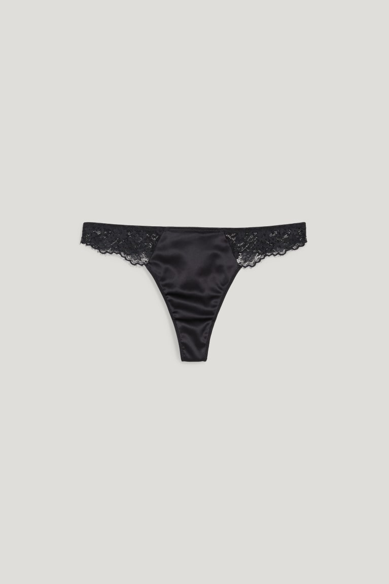 Roupa Interior C&A Thong Feminino Pretas | 02738IASW