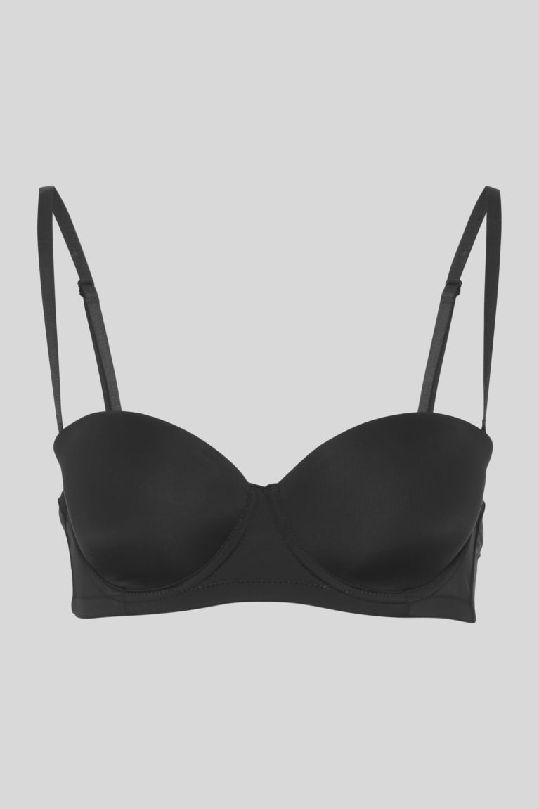 Roupa Interior C&A Underwire Bra Balconette Acolchoado Feminino Pretas | 17038ZWMV