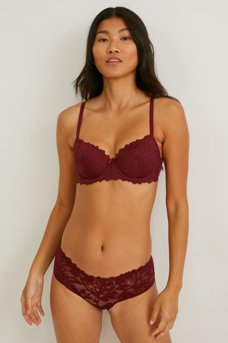 Roupa Interior C&A Underwire Bra Demi Acolchoado Feminino Bordeaux | 17803PDXT