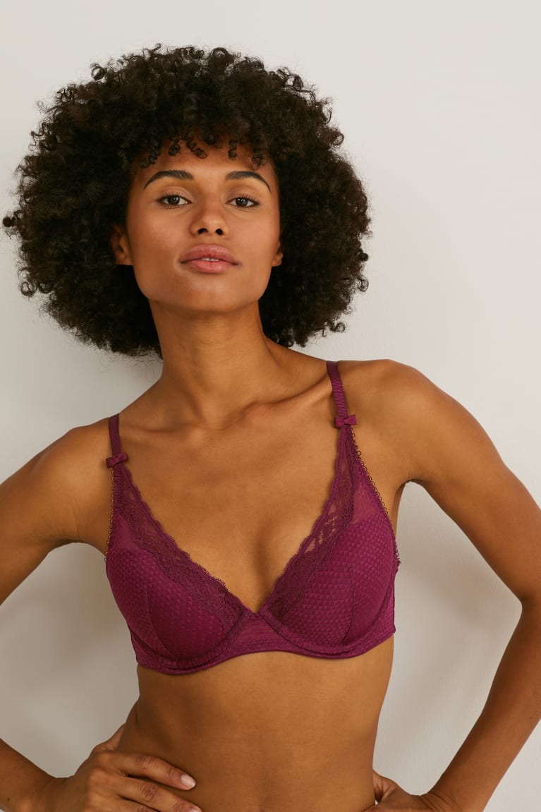 Roupa Interior C&A Underwire Bra Demi Acolchoado Feminino Bordeaux | 61704WXMR