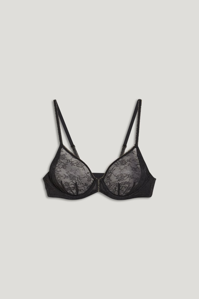 Roupa Interior C&A Underwire Bra Feminino Pretas | 39580CXWH