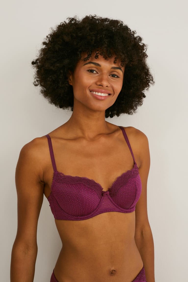 Roupa Interior C&A Underwire Bra Full Coverage Acolchoado Feminino Bordeaux | 53846GRYI