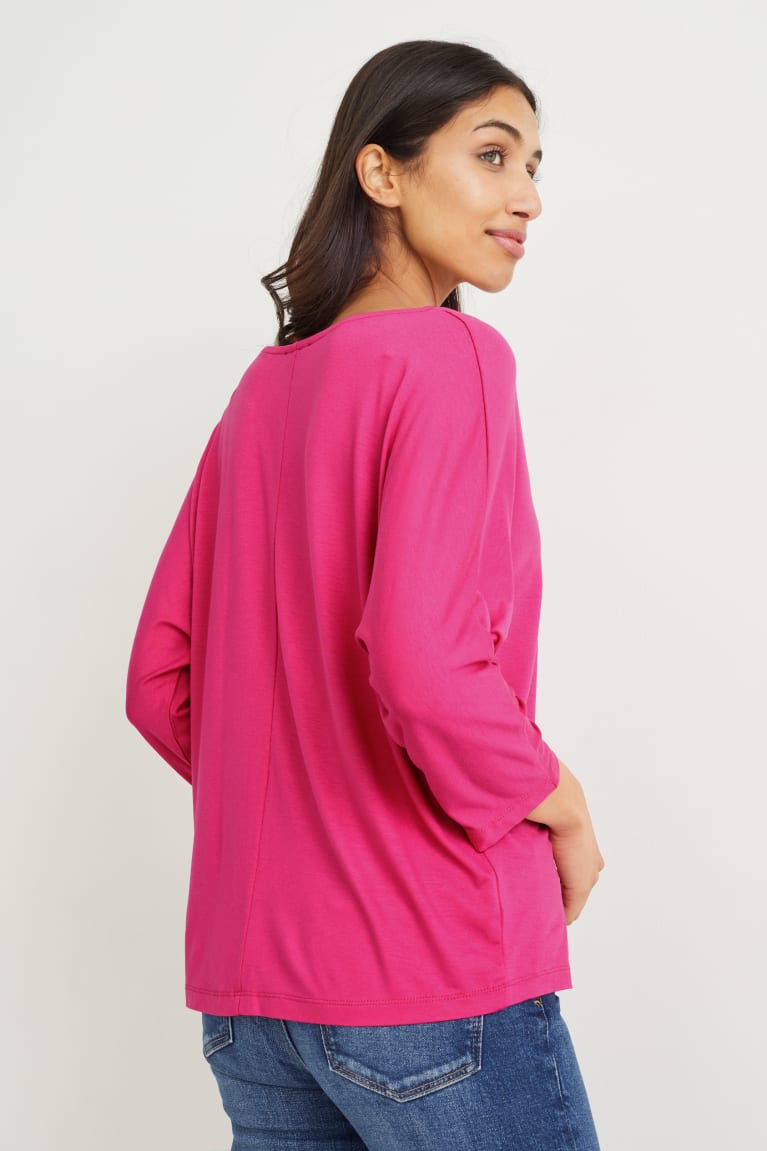 Tops C&A Basic Long Sleeve With Lenzing™ Ecovero™ Feminino Rosa | 47305QKXV