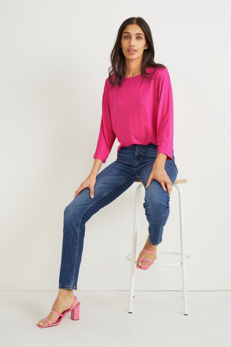 Tops C&A Basic Long Sleeve With Lenzing™ Ecovero™ Feminino Rosa | 47305QKXV