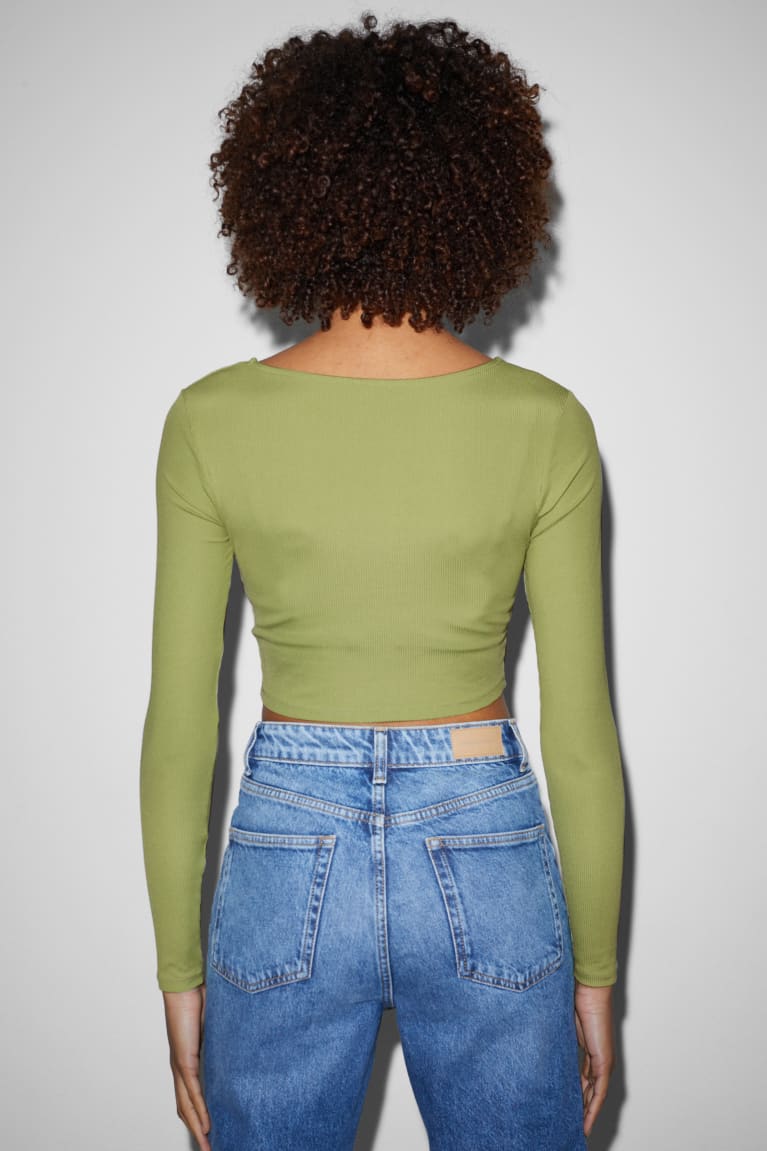 Tops C&A Clockhouse Cropped Feminino Verdes | 47892SKLR