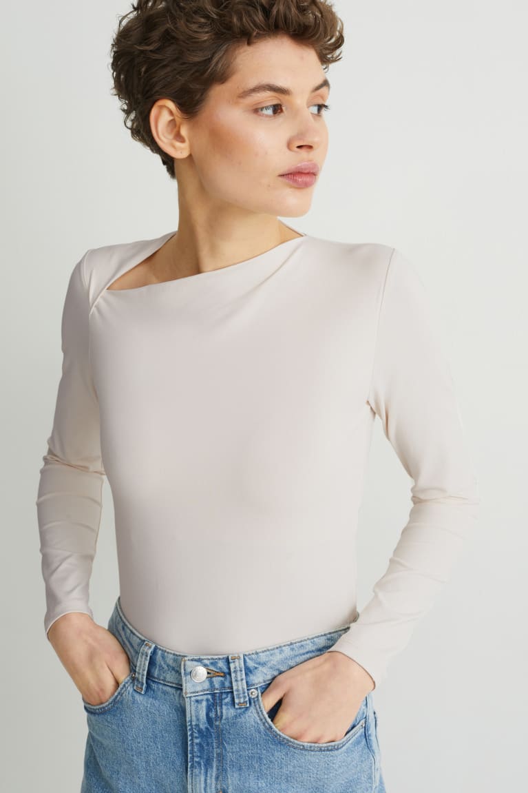 Tops C&A Long Sleeve Feminino Branco | 28601XKWN