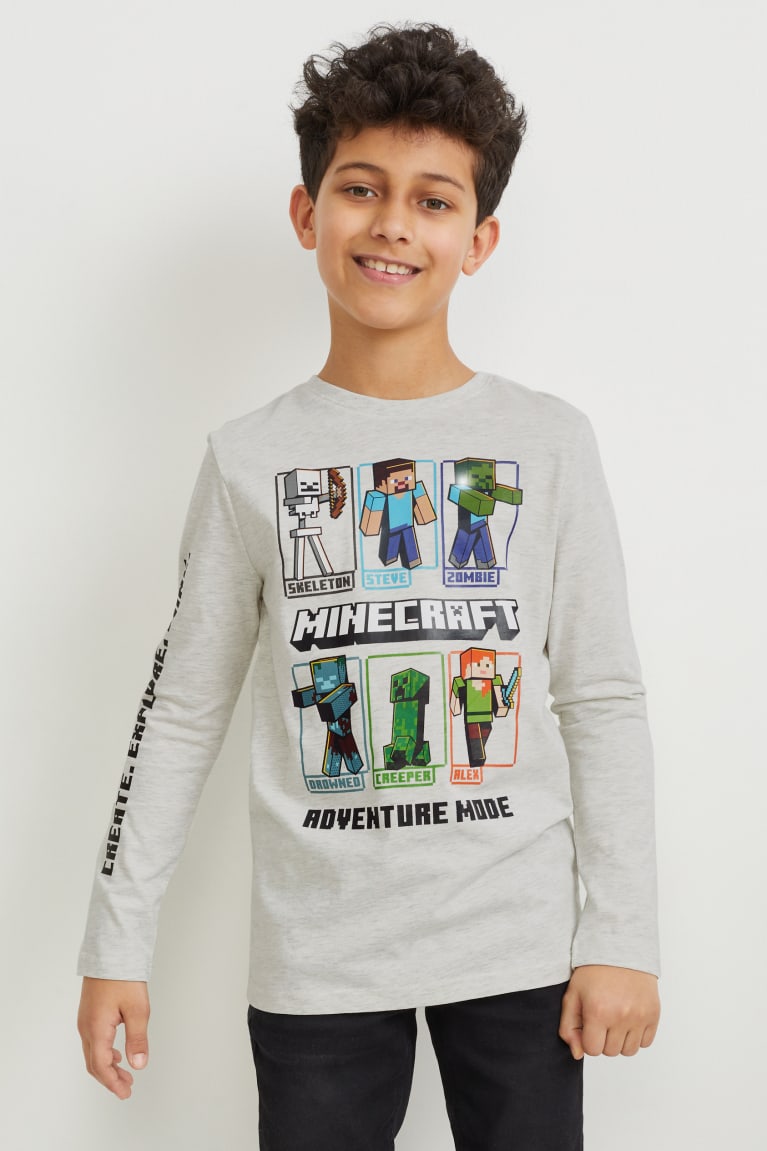 Tops C&A Minecraft Long Sleeve Menino Luz Cinzentas | 15628YWXZ