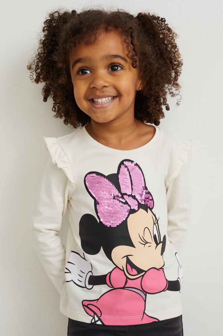 Tops C&A Minnie Mouse Long Sleeve Shiny Menina Branco | 51062NYKZ