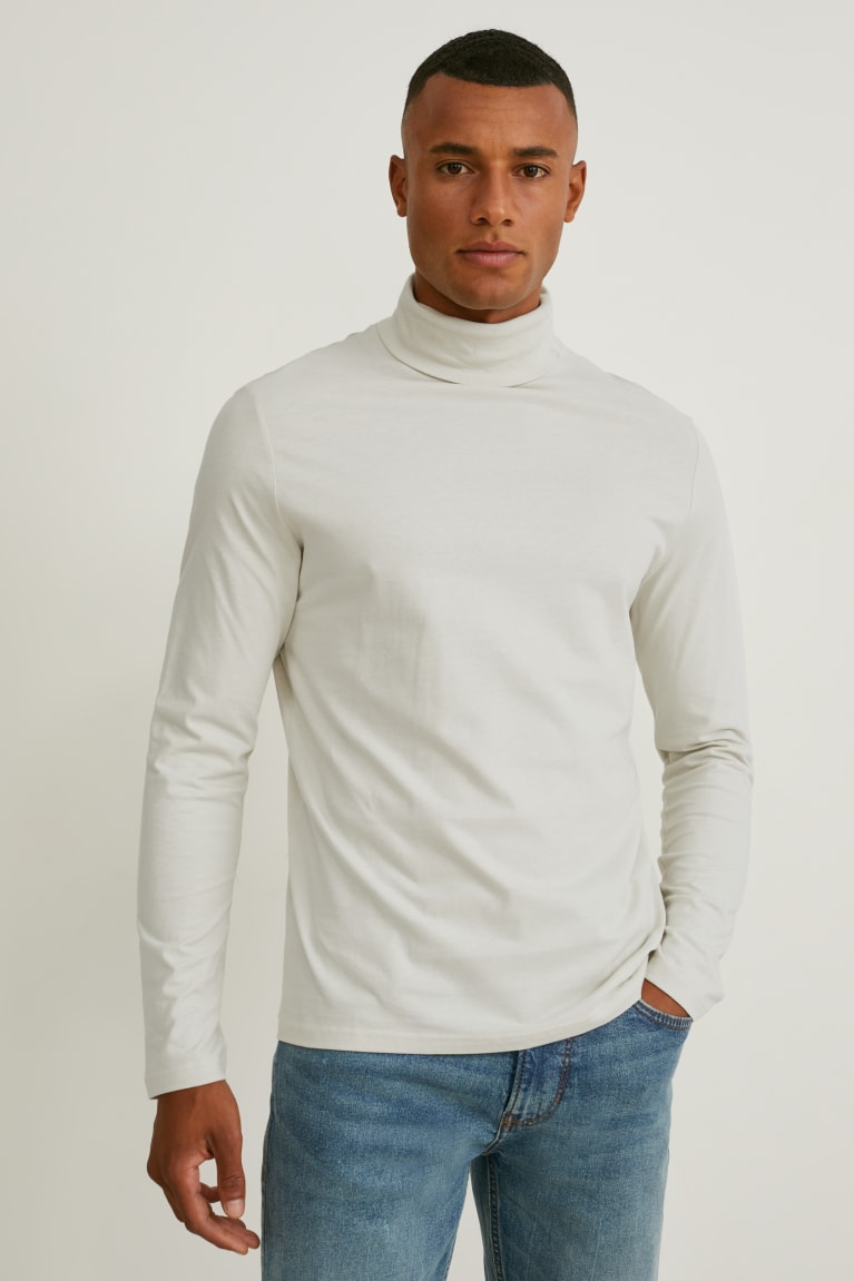 Tops C&A Polo Neck Organic Algodão Masculino Branco | 29857XWBT