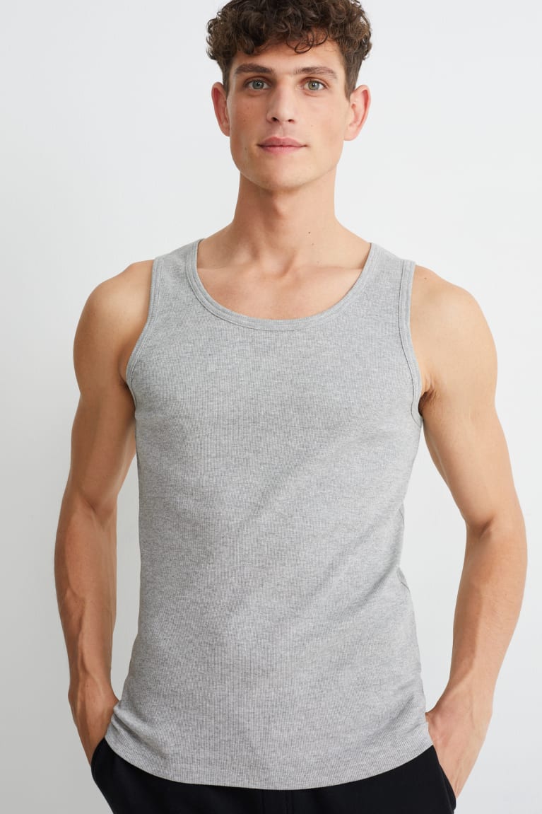 Tops C&A Vest Double Rib Organic Algodão Masculino Luz Cinzentas | 97068IEKO