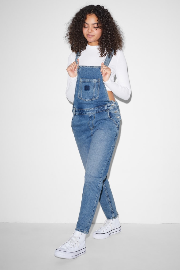 Vestidos C&A Clockhouse Denim Dungarees Feminino Azuis Luz Azuis | 70618XGYQ