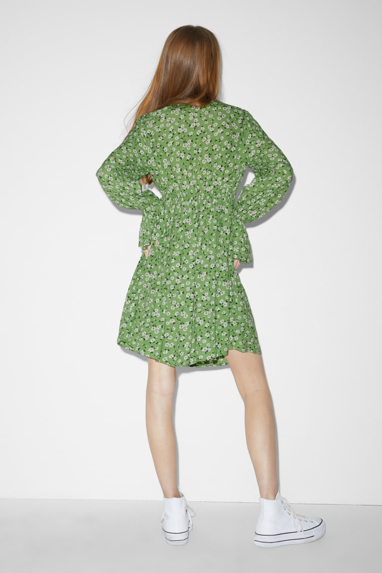 Vestidos C&A Clockhouse With Lenzing™ Ecovero™ Floral Feminino Luz Verdes | 08914KFWJ