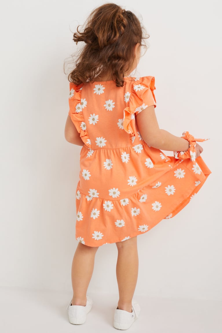 Vestidos C&A Set And Scrunchie With Recycled Algodão Menina Laranja | 48712JUVR