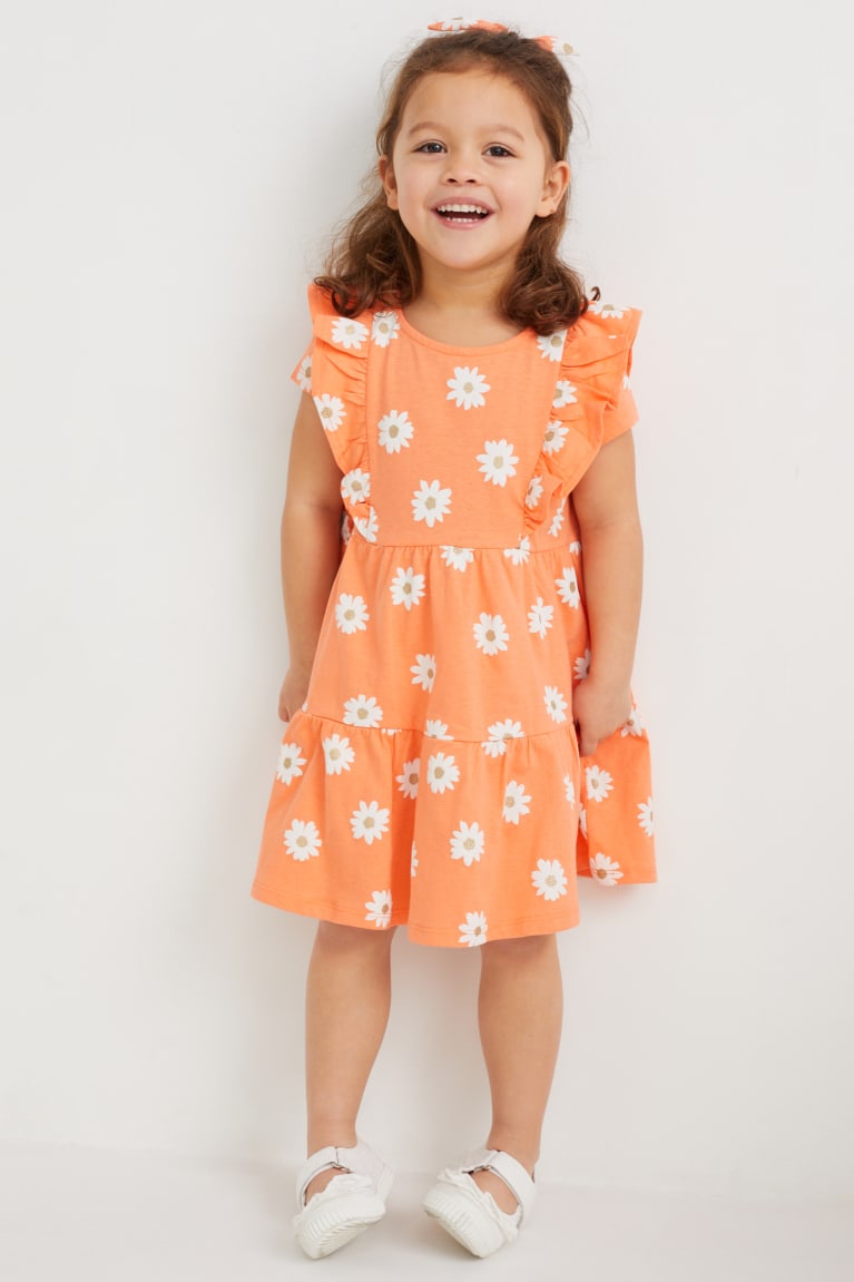 Vestidos C&A Set And Scrunchie With Recycled Algodão Menina Laranja | 48712JUVR