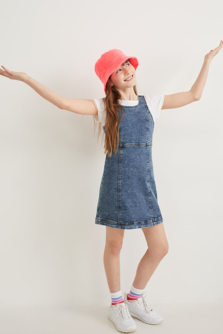 Vestidos C&A Set Denim And Sleeve 2 Piece Menina Azuis | 30584OYXU