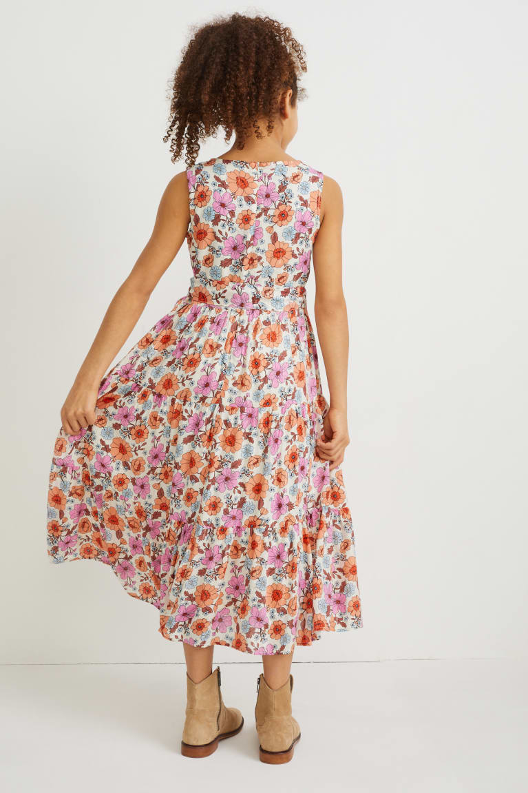 Vestidos C&A With Lenzing™ Ecovero™ Floral Menina Rosa | 86024RNTK