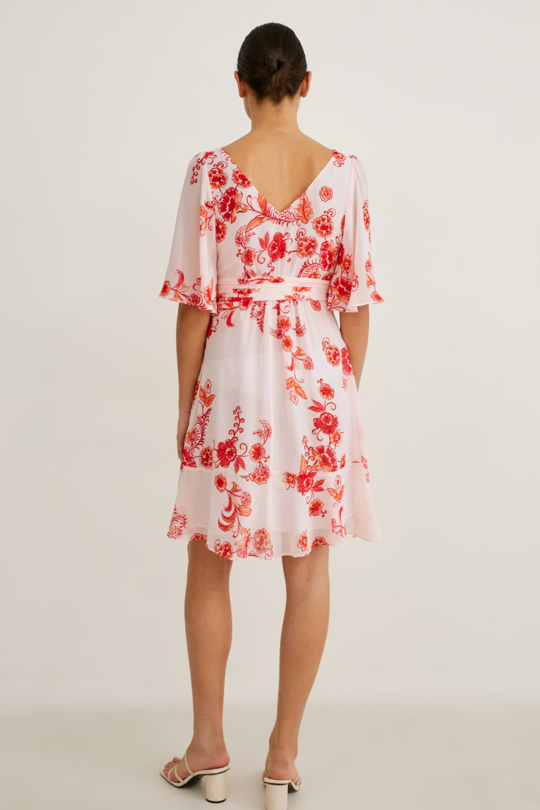 Vestidos C&A Wrap Recycled Floral Feminino Rosa | 57146ABJF